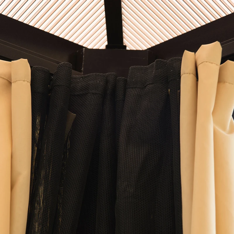 Outsunny Luxe aluminium paviljoen partytent tuintent met doorschijnend dak 3 x 3,6 m zwart