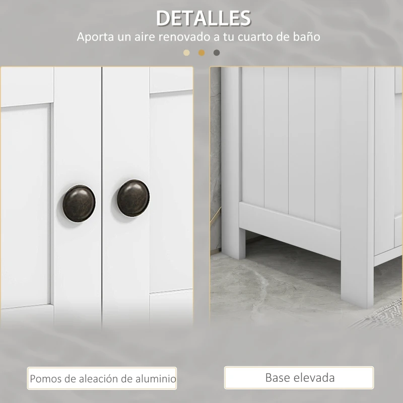 kleankin Mueble para Debajo del Lavabo con 2 Puertas y Estante Abierto Mueble para Lavabo con Pie 60x30x60 cm Blanco
