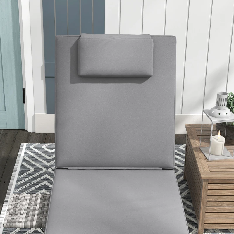 Outsunny Tumbona de Jardín de Ratán con Respaldo Ajustable en 5 Niveles Mesita y Cojín Carga 120 kg Gris