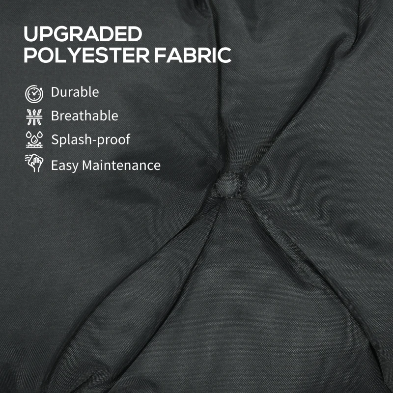 Outsunny 3 Seater Bench Pad, Garden Chair Cushion with Back and Ties for Indoor and Outdoor Use, 98 x 150 cm, Black