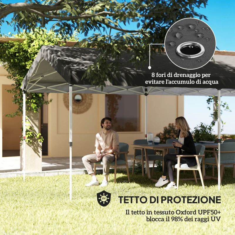 Outsunny Gazebo Pieghevole Pop Up 6x3 m, UPF50+ con Altezza Regolabile e Borsa di Trasporto, Grigio Scuro