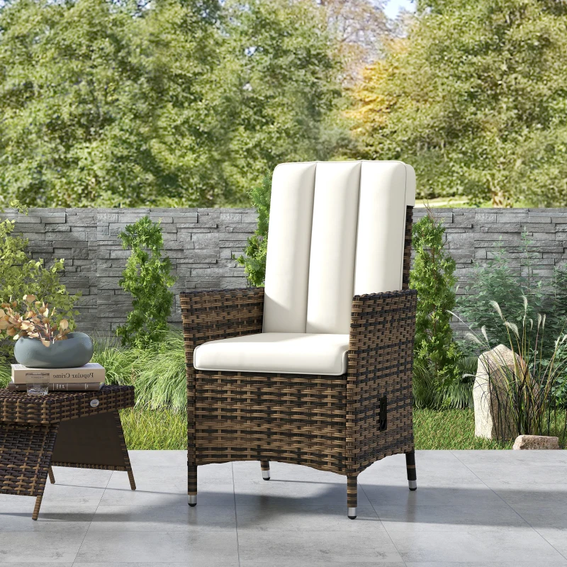 Outsunny 105°-150° Reclining Rattan Chair - Cream