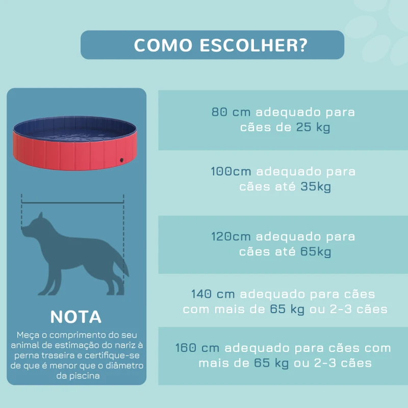 PawHut Piscina Dobrável para Cães Ø140x30 cm Banheira Portátil para Animais de Estimação Antiderrapante PVC Multiusos Cor Vermelho