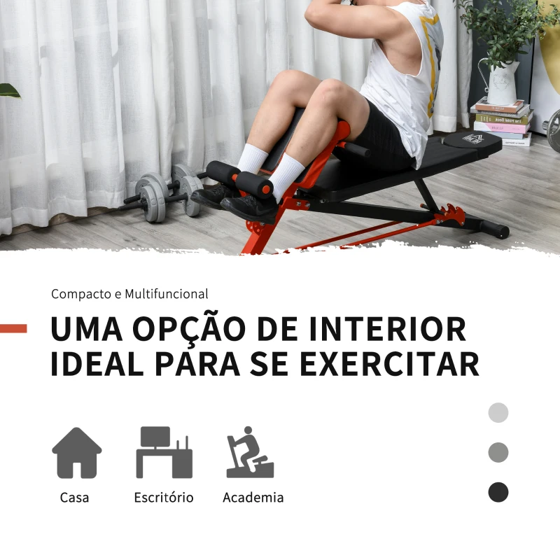 HOMCOM Banco de halteres inclinavel com 4 níveis de altura ajustável multifuncional para treinamento completo 64x146x73,5-85cm