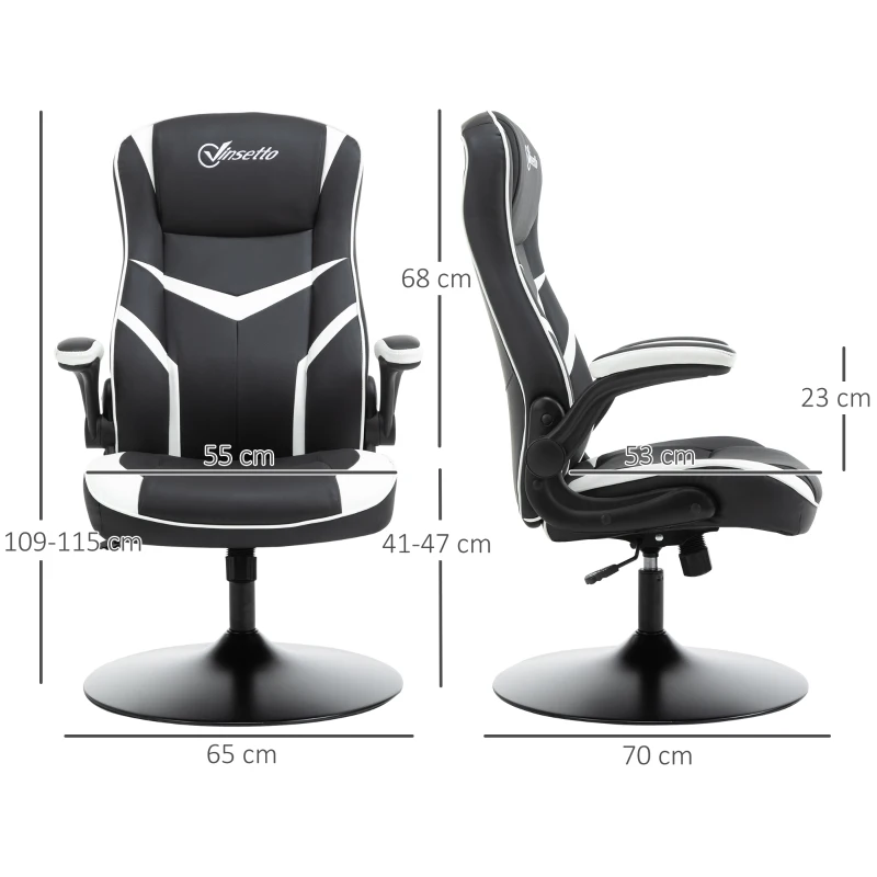Vinsetto Gaming Chair Ergonomic Computer Chair with Adjustable Height Pedestal Base, Home Office Desk Chair Faux Leather Exclusive Swivel Chair, Black