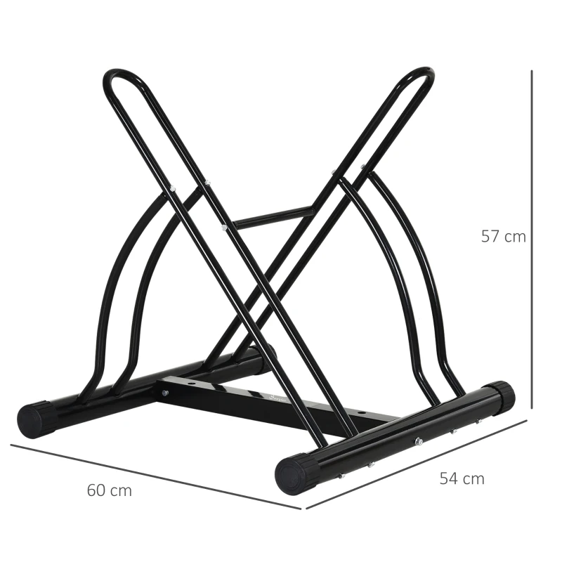 HOMCOM Suporte de Estacionamento Cruzado para 2 Bicicletas Aço Portátil 60x54x57 cm Preto