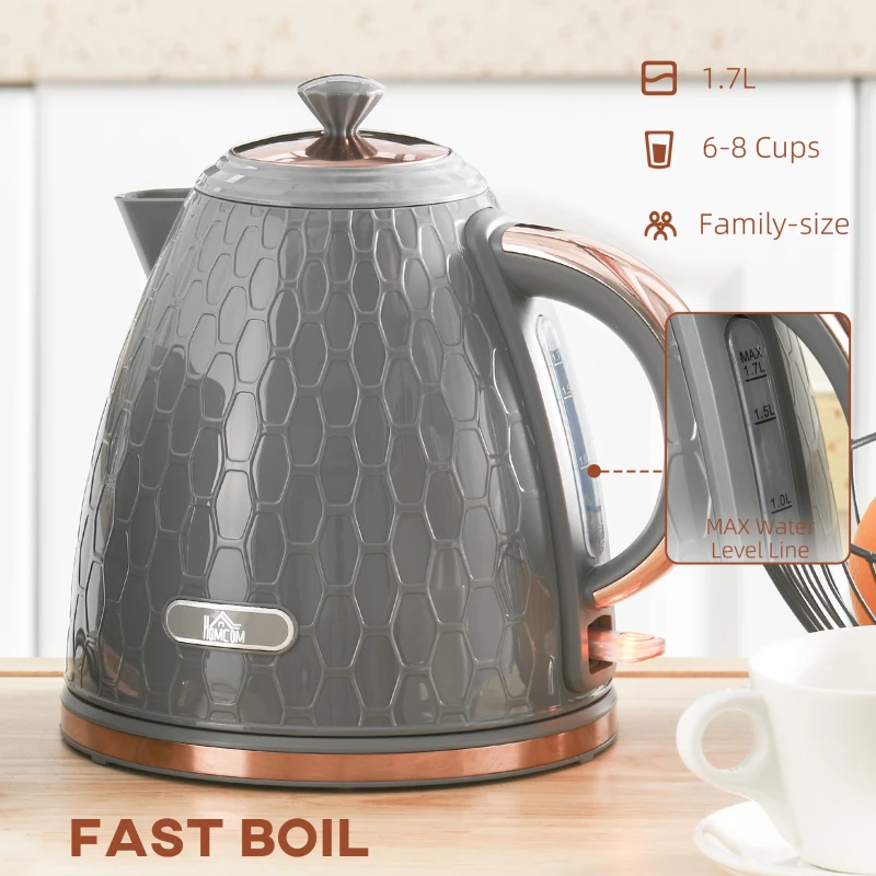 HOMCOM 3kW Rapid Boil Honeycomb Kettle - Grey