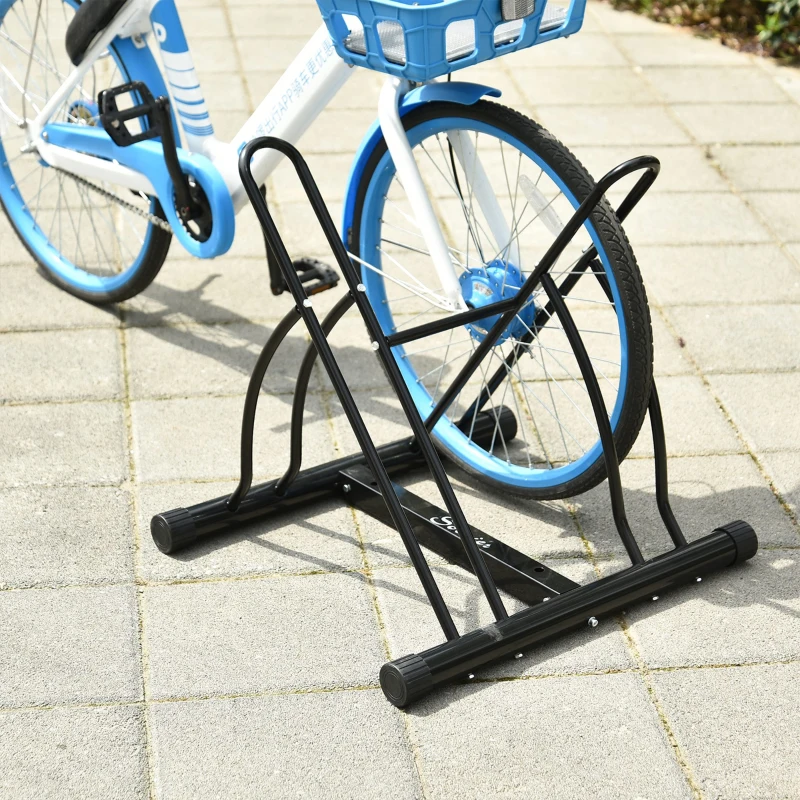 HOMCOM Suporte de Estacionamento Cruzado para 2 Bicicletas Aço Portátil 60x54x57 cm Preto