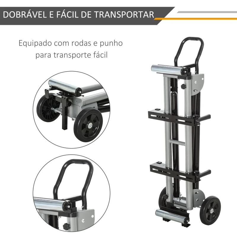 DURHAND Suporte universal para serra de esquadria dobrável com distância de trabalho ajustável 123,5-245x73x96 cm Preto