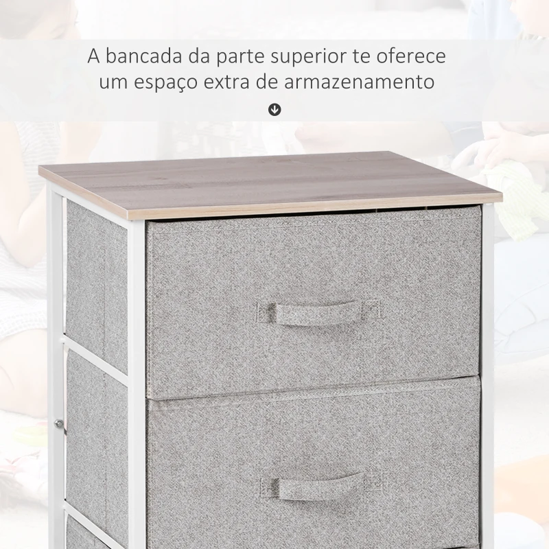 HOMCOM Cómoda Organizador com 4 Gavetas de tecido para sala de estar quarto 45x30x92cm