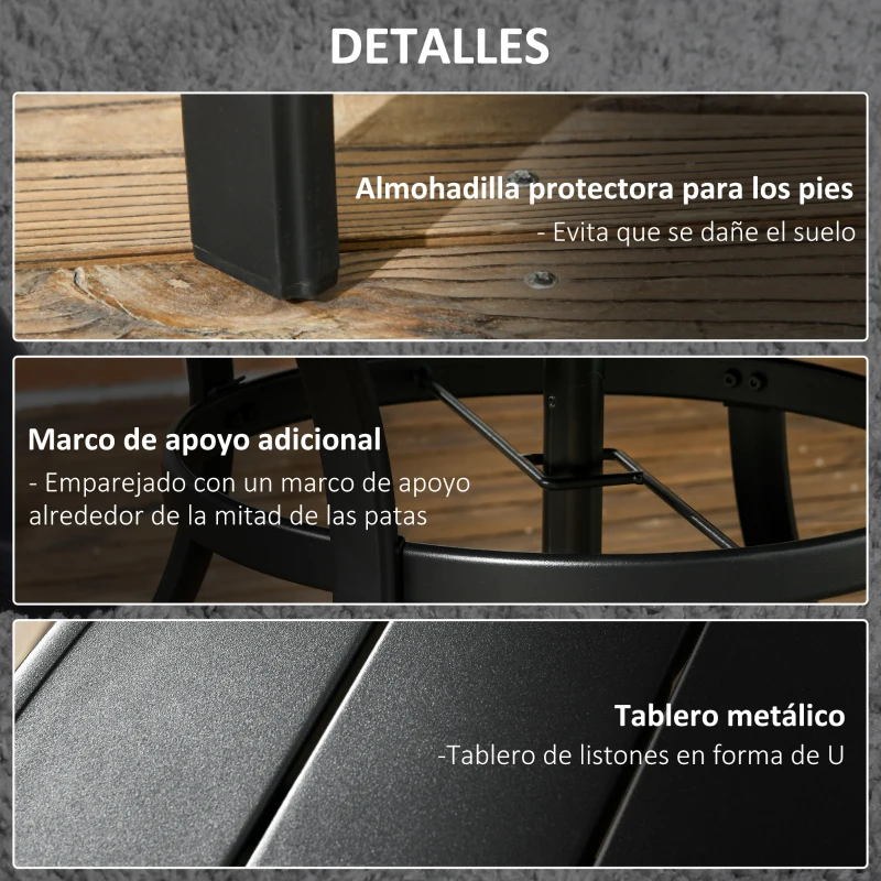 Outsunny Mesa de Jardín Redonda de Acero para 4 Personas con Orificio para Sombrilla Ø38 mm Estable y Resistente Ø115x72 cm Negro