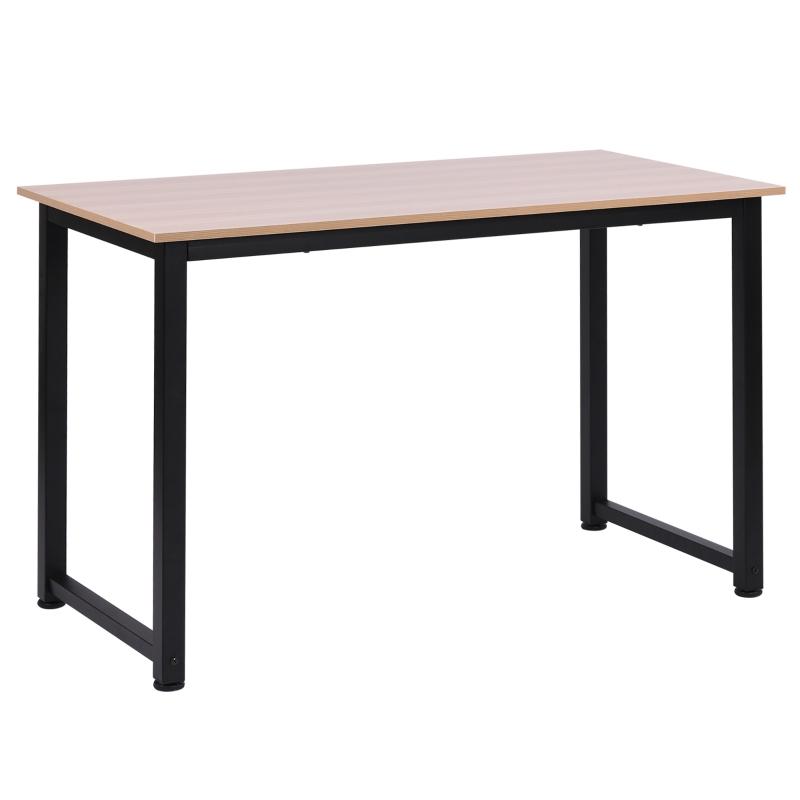 HOMCOM Secretária Moderna Mesa de Estudo com Estrutura de Aço e Pés Ajustáveis Mesa de Computador 120x60x76 cm Madeira e Preto