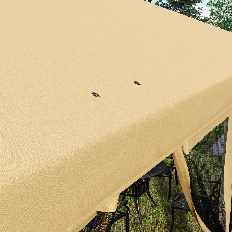 Outsunny Carpa Plegable 6x3 m Cenador de Jardín con 6 Mosquiteras Bolsa de Transporte y Marco de Acero para Camping Fiestas Beige