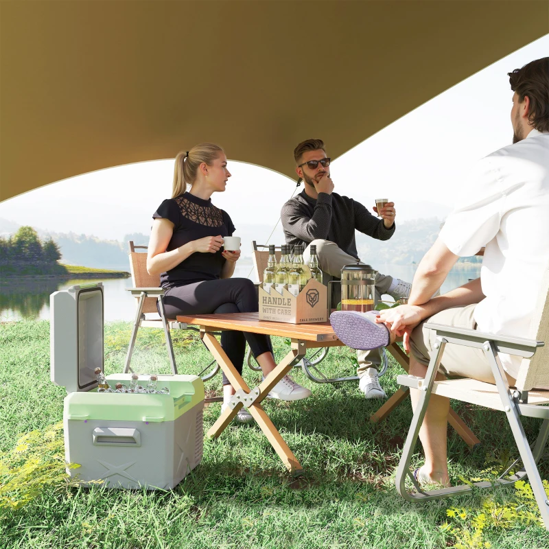 Outsunny 12 Liter Kompressor Kühlbox elektrische Kühlbox mit Anschluss Kühlhaltefunktion Grau+Grün(m-2)