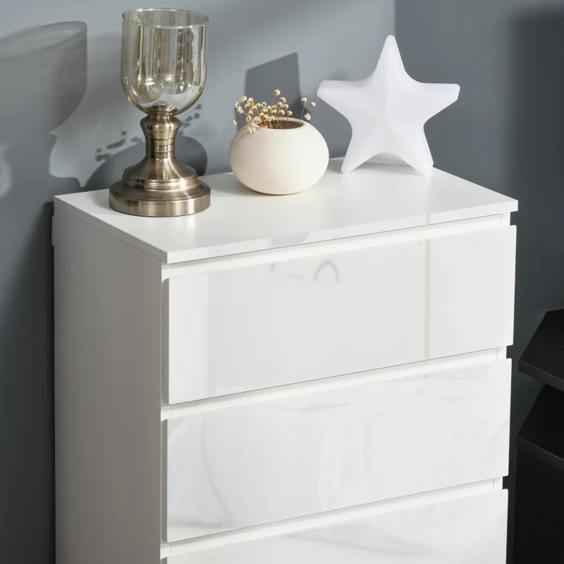 HOMCOM Komoda Sideboard z 5 szufladami, 55 cm szer x 34 cm gł x 100 cm wys, Biała