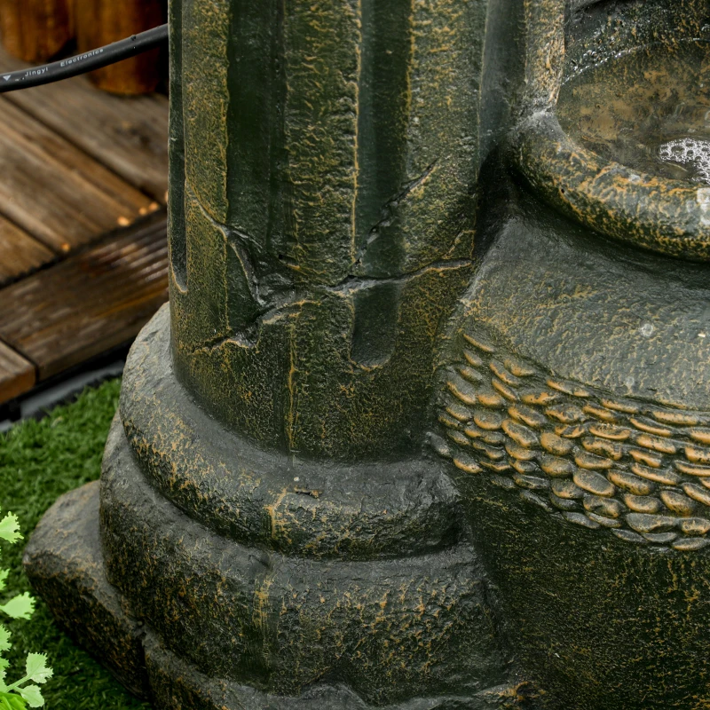 Outsunny Fontanna z Regulowaną Pompą, Odporna na Warunki Pogodowe, 25 cm x 24 cm x 60 cm, Szary