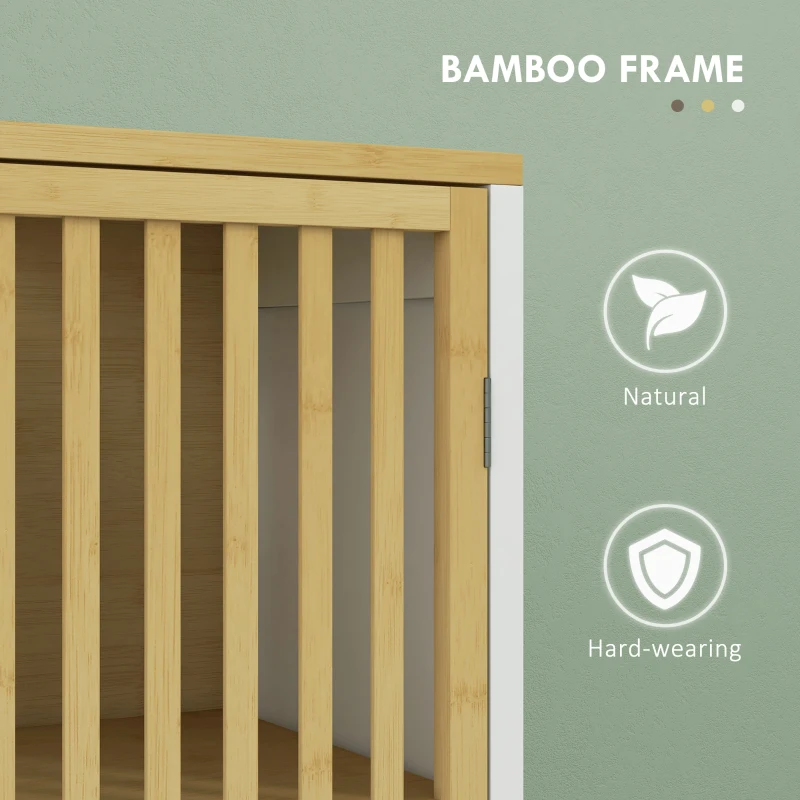 HOMCOM Bamboo-Blend Retro Cut-Out Under Sink Cabinet