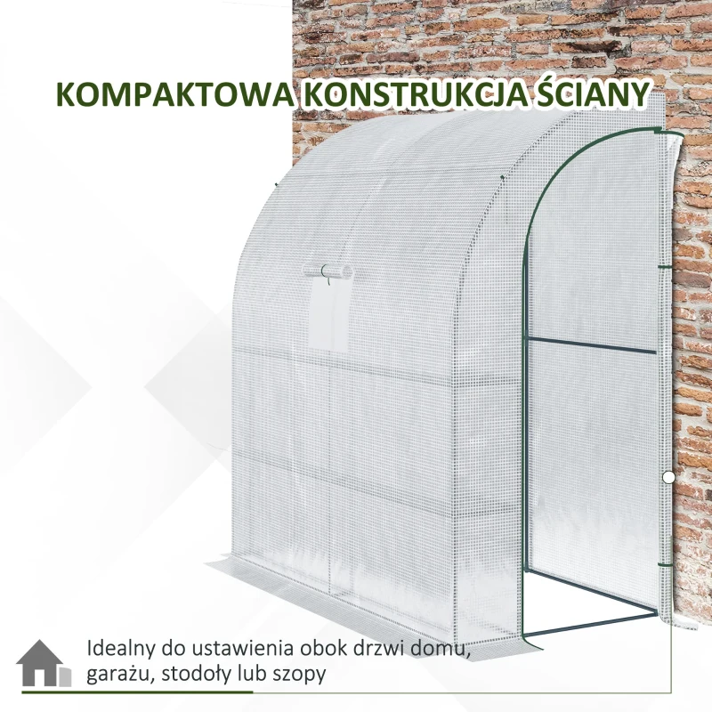 Outsunny szklarnia foliowa, szklarnia z 2 drzwiami, uprawa roślin, ochrona UV, biała(m-5)