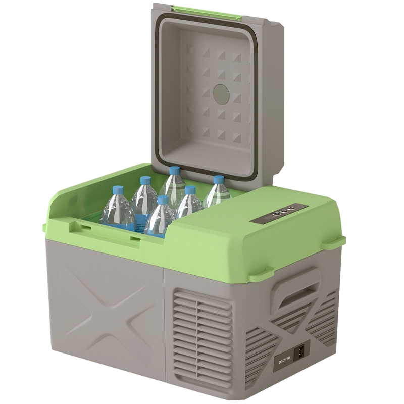 Outsunny 12 Liter Kompressor Khlbox elektrische Khlbox mit Anschluss  Khlhaltefunktion Grau+Grn | Aosom.de
