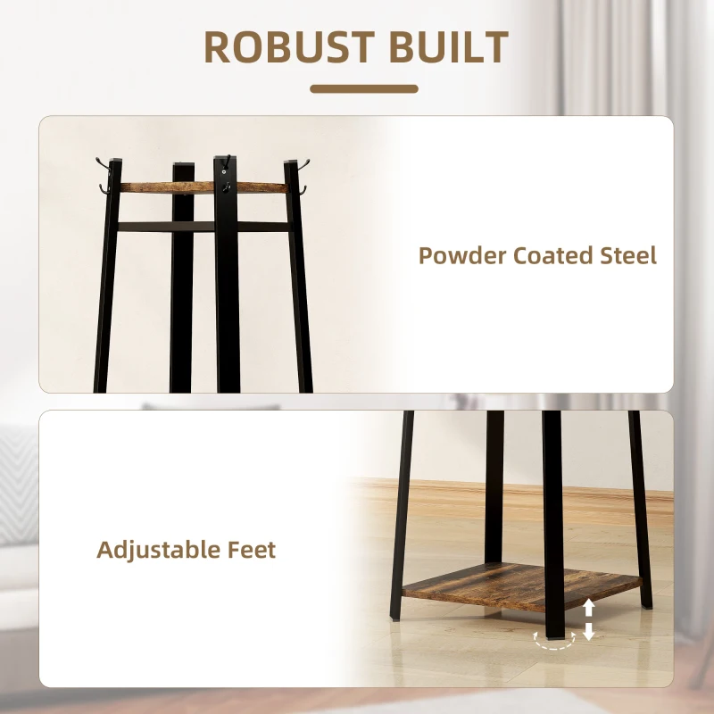 HOMCOM Compact Freestanding Coat Rack -  Black/Brown