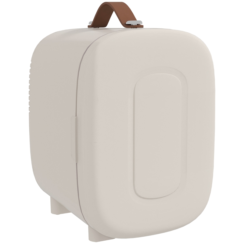 HOMCOM Mini Lodówka Lodówka Beauty Fridge, 4 L Pojemność, 20,3 x 26,3 x 28 cm, Kremowy(m-11)