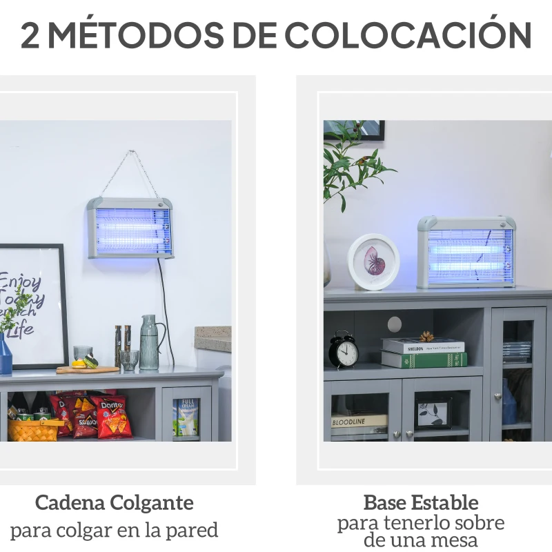 Outsunny Lámpara Anti-mosquitos Lámpara Matamoscas Eléctrica Lámpara Anti-insectos 20W Área 60m² Seguro y Eficaz con Luz UV para Exterior e interior