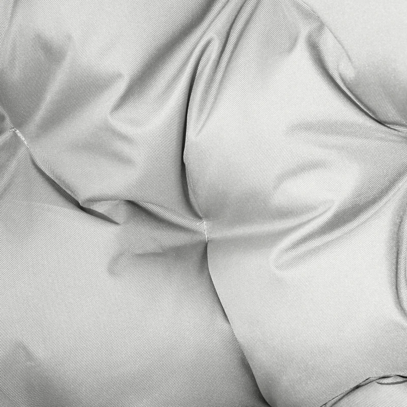 Outsunny 2 Seater Egg Chair Outdoor, Folding Weave Garden Furniture Chair with Cushion, Cup Pockets - Light Grey