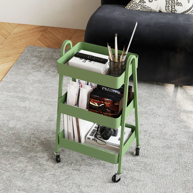 HOMCOM Three-Tier Storage Trolley - Green