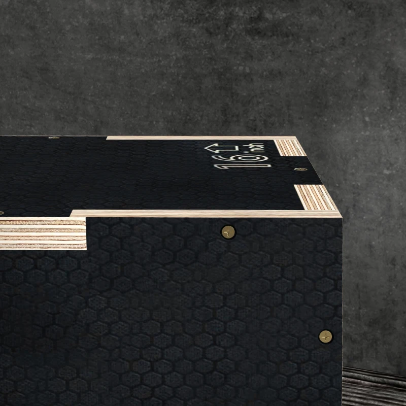 SPORTNOW Box Jump Pliometrico a 3 Altezze in Legno Antiscivolo, 41-36-31cm, Nero