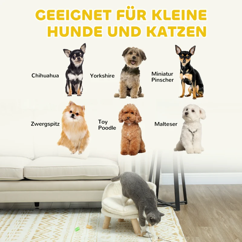 PawHut Legowisko dla Psów i Kotów, Miękka i Pralna Poduszka, Ochronny Brzeg, 40,5 x 40,5 x 33 cm