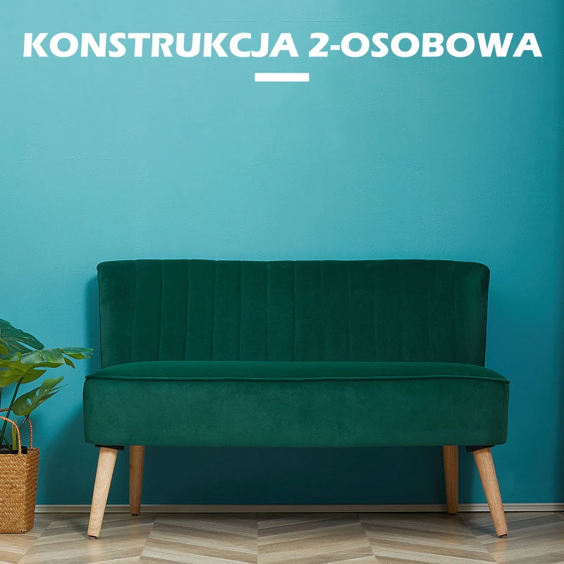 HOMCOM 2-osobowa sofa kanapa sofa tapicerowana meble wypoczynkowe szeroka ciemnozielona(m-6)