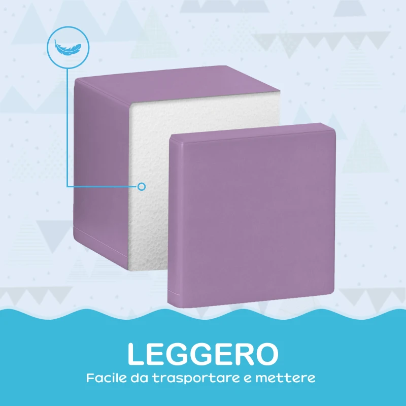 HOMCOM Set 12 Cubi Giocattolo Morbidi per Bambini 12-36 Mesi in PU ed EPE, 20x20x20cm, Multicolore