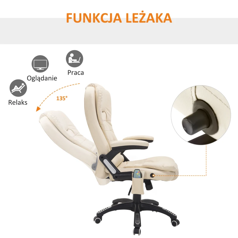 HOMCOM fotel do masażu fotel biurowy fotel obrotowy z funkcja ogrzewania(m-7)