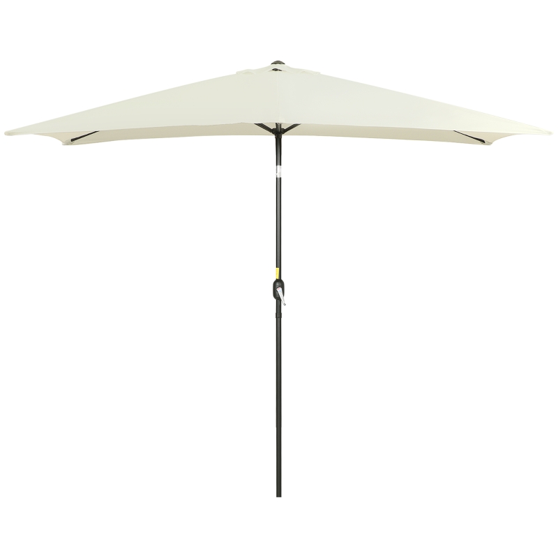 Outsunny Ombrellone 2x3 m Rettangolare, in Alluminio Metallo e Poliestere con Angolo Regolabile, Bianco Crema e Nero