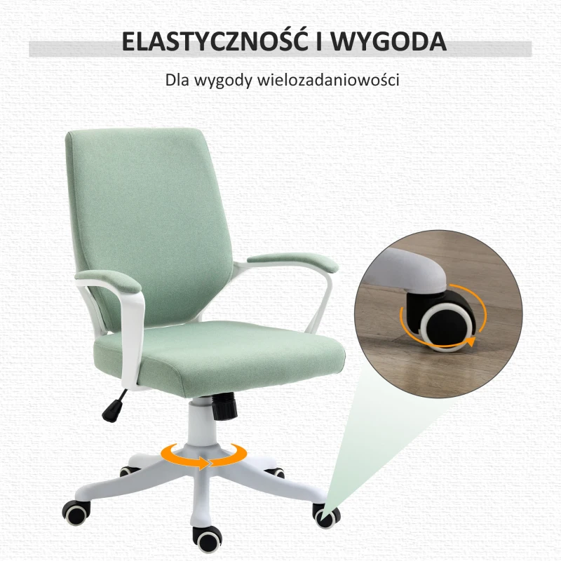Vinsetto Krzesło biurowe krzesło obrotowe z regulacją wysokości grubo wyściełane poliester kolor zielony + biały(m-8)