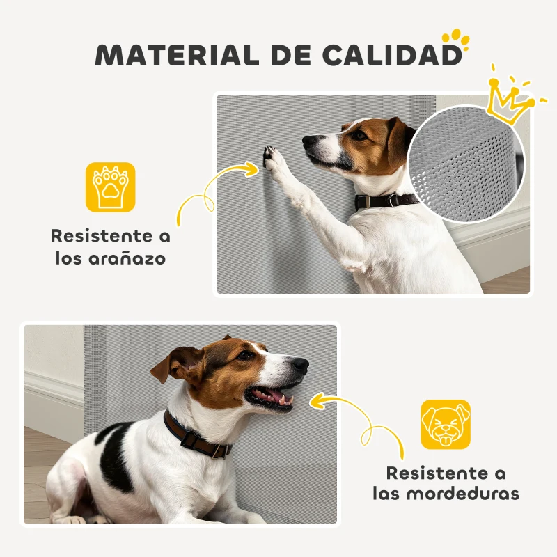 PawHut Barrera para Perros Retráctil 0-140 cm Barrera de Seguridad con Interruptor de Cierr para Puertas y Escaleras Gris