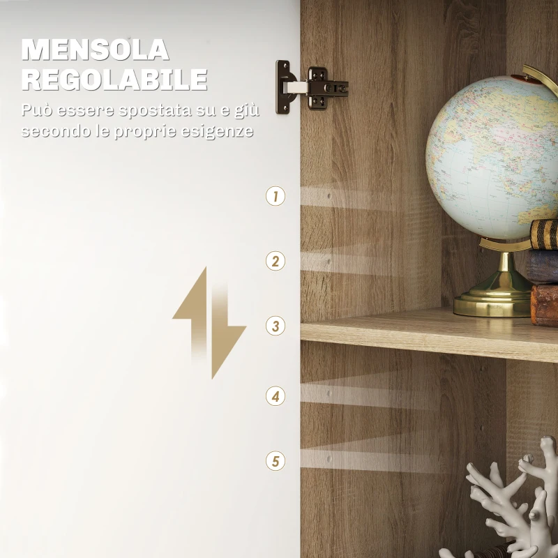 HOMCOM Credenza Moderna con 3 Armadietti e 2 Cassetti, in Legno, 106x35x76 cm, color Legno