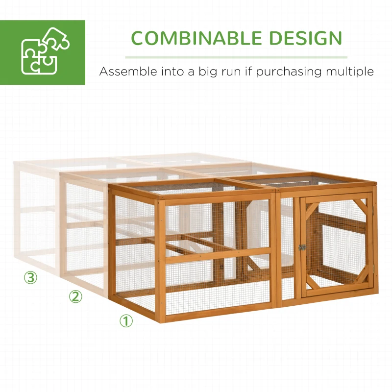 PawHut 2 Piece Wooden Chicken Coop and Run Set, Poultry Run Cage with Nesting Box, Slide-Out Tray, for 4-8 Chickens, Yellow