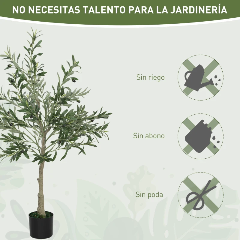 HOMCOM Planta Artificial Decorativa de 120 cm Árbol de Olivo con 450 Hojas y 20 Aceitunas en Maceta para Interior Verde