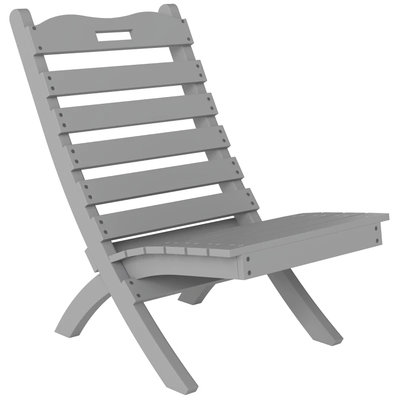 Outsunny Silla de Jardín de Madera con Listones Respaldo Inclinado y Protección Multicapa para Exterior 76x48x78 cm Gris