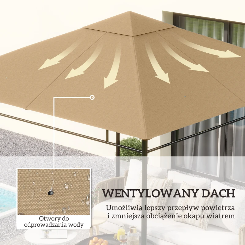 Dach pawilonu Dach zapasowy do pawilonu Pokrycie pawilonu poliester beżowy 3x3 m(m-4)