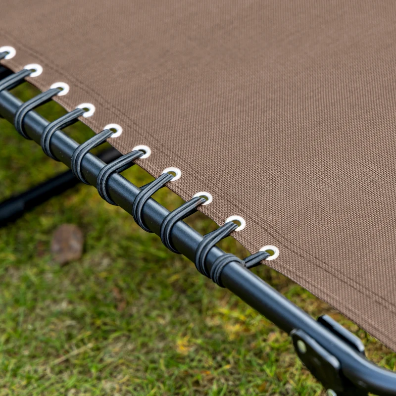 Outsunny Espreguiçadeira Dobrável de Jardim com Encosto Ajustável Apoio para Cabeça Acolchoado Bolso Lateral 185x58x30 cm Marrom