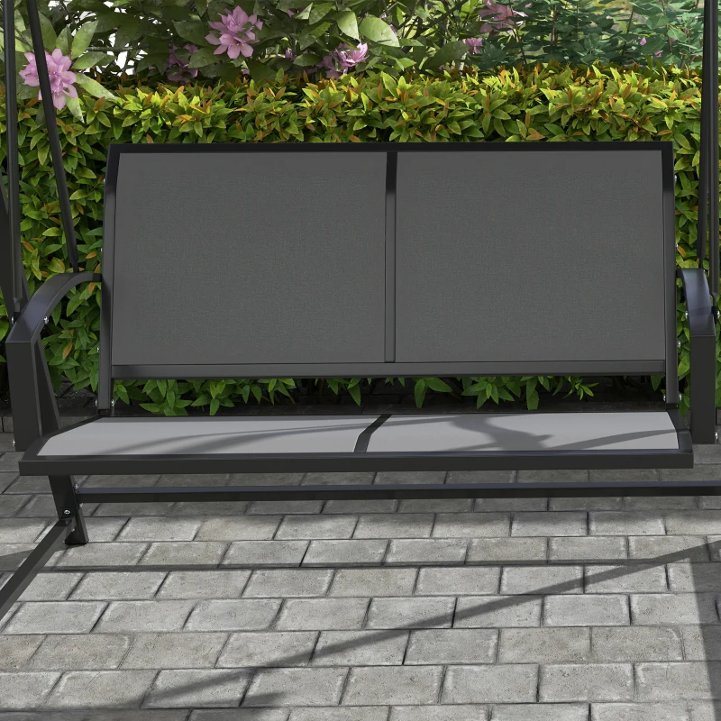 Outsunny Baloiço de Jardim de 2 Lugares com Toldo Ajustável 90° Proteção UV 30+ e Estrutura Triangular 160x112x162 cm Cinzento Escuro