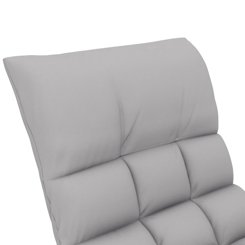 HOMCOM Poltrona Baloiço com Encosto e Apoio para os Pés Ajustáveis e Estofada em Microfibra com Bolso para Sala 60x134x70 cm Cinzento