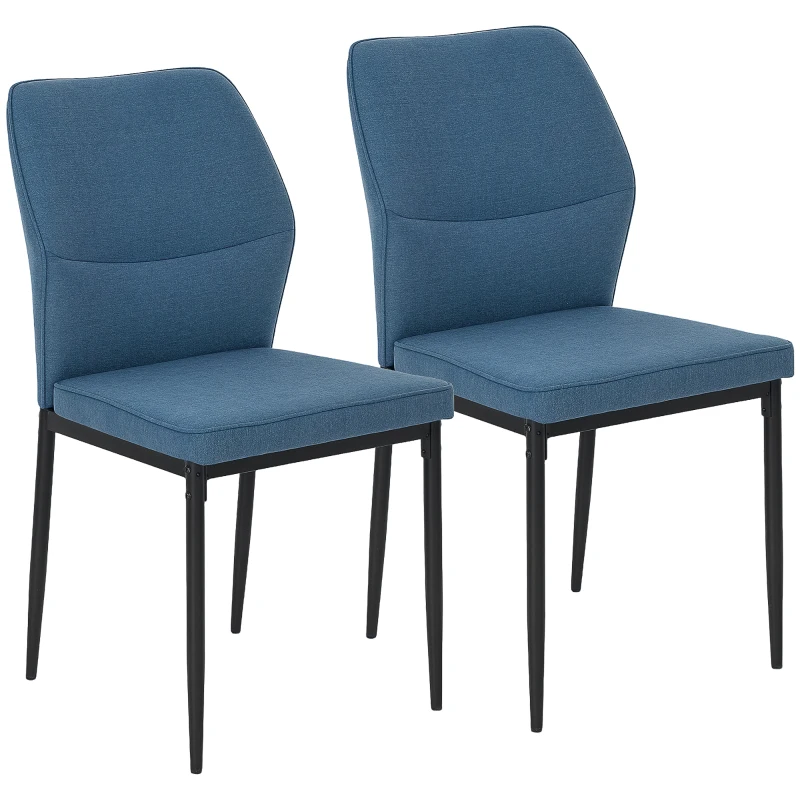 HOMCOM Conjunto de 2 Cadeiras de Jantar Modernas Cadeiras de Cozinha com Assento Acolchoado e Estofado Encosto Curvo 45x57x86 cm Azul Escuro