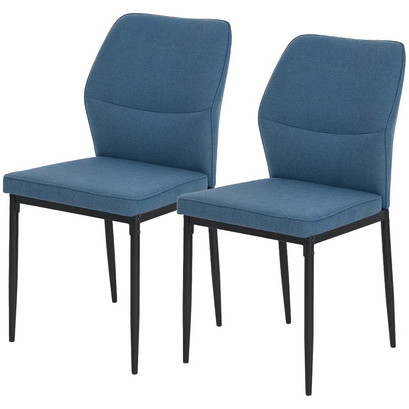 HOMCOM Conjunto de 2 Cadeiras de Jantar Modernas Cadeiras de Cozinha com Assento Acolchoado e Estofado Encosto Curvo 45x57x86 cm Azul Escuro