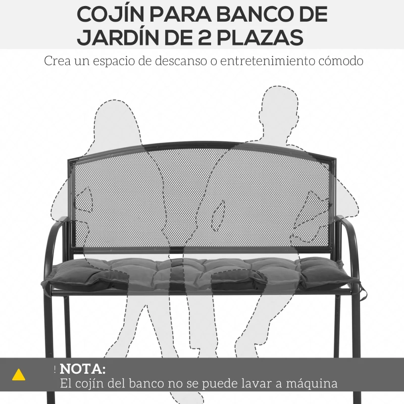 Outsunny Cojín para Banco de Jardín Acolchado con Cuerdas de Sujeción y Relleno Grueso para Exterior e Interior 100x40x10 cm Gris