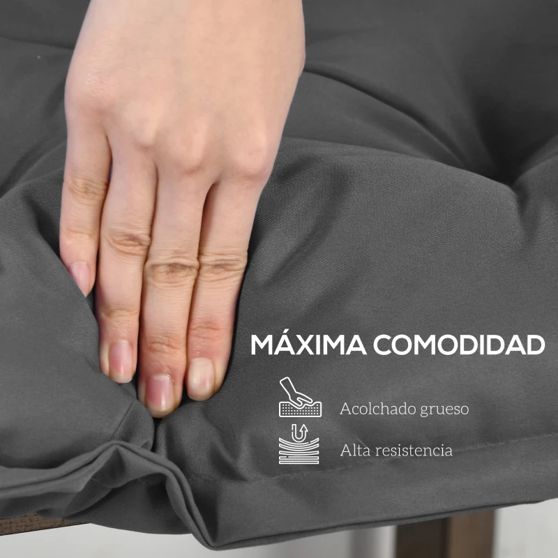 Outsunny Cojín para Banco de Jardín Acolchado con Cuerdas de Sujeción y Relleno Grueso para Exterior e Interior 100x40x10 cm Gris