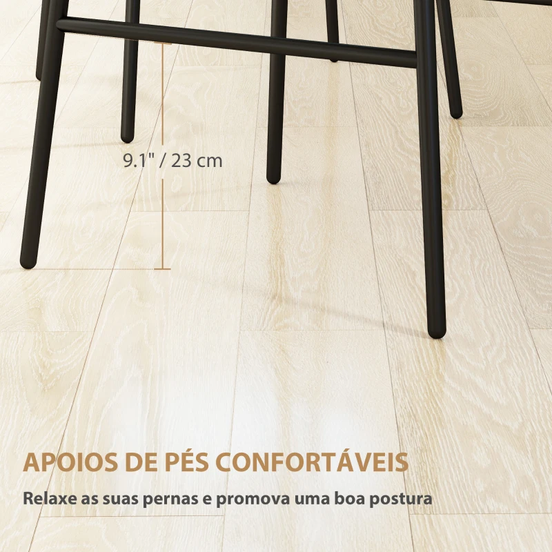 HOMCOM Conjunto de 2 Bancos Altos de Cozinha Bancos de Bar com Encosto e Assento em Vime Sintético 43x56x101 cm Marrom Claro