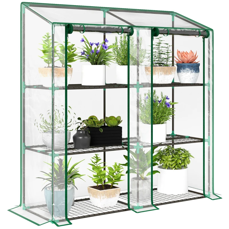 Outsunny Estufa de Jardim de 3 Níveis Estufa de Terraço para Cultivo de Plantas em Pátio 143x46x141/151 cm Transparente